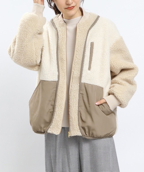 GLOBAL WORK Smile Seed Store（グローバルワーク スマイルシードストア）の「ツブボアキリカエブルゾン/968525（ブルゾン・レディース・ベージュ/ブラック/アイボリー・X-LARGE/MEDIUM/LARGE/SMALL）」の3枚目の写真