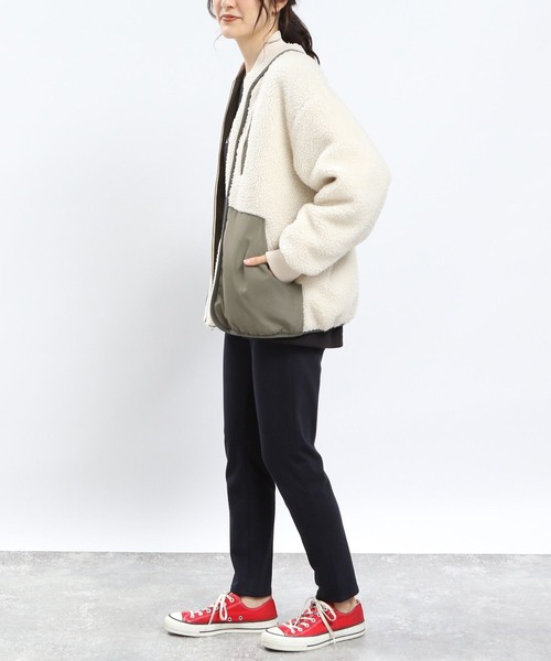 GLOBAL WORK Smile Seed Store（グローバルワーク スマイルシードストア）の「ツブボアキリカエブルゾン/968525（ブルゾン・レディース・ベージュ/ブラック/アイボリー・X-LARGE/MEDIUM/LARGE/SMALL）」の5枚目の写真