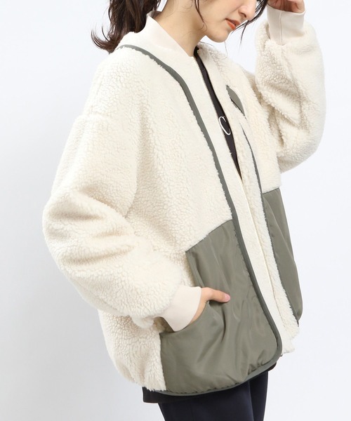 GLOBAL WORK Smile Seed Store（グローバルワーク スマイルシードストア）の「ツブボアキリカエブルゾン/968525（ブルゾン・レディース・ベージュ/ブラック/アイボリー・X-LARGE/MEDIUM/LARGE/SMALL）」の6枚目の写真