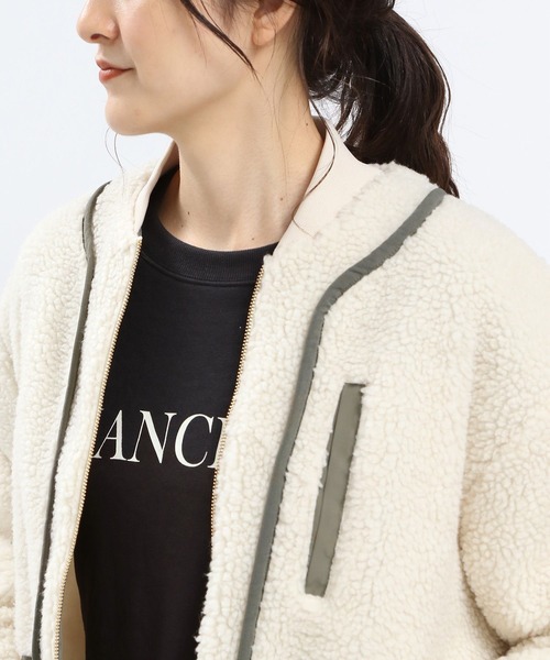 GLOBAL WORK Smile Seed Store（グローバルワーク スマイルシードストア）の「ツブボアキリカエブルゾン/968525（ブルゾン・レディース・ベージュ/ブラック/アイボリー・X-LARGE/MEDIUM/LARGE/SMALL）」の8枚目の写真