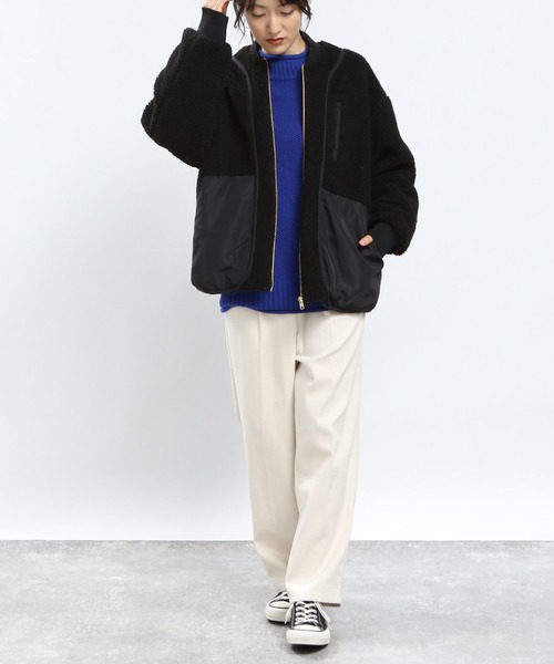 GLOBAL WORK Smile Seed Store（グローバルワーク スマイルシードストア）の「ツブボアキリカエブルゾン/968525（ブルゾン・レディース・ベージュ/ブラック/アイボリー・X-LARGE/MEDIUM/LARGE/SMALL）」の9枚目の写真