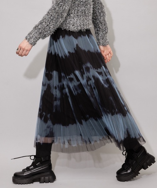 casane（カサネ）の「タイダイチュールスカート（スカート・レディース・ブルー/グリーン/ライトグリーン・FREE）」の3枚目の写真