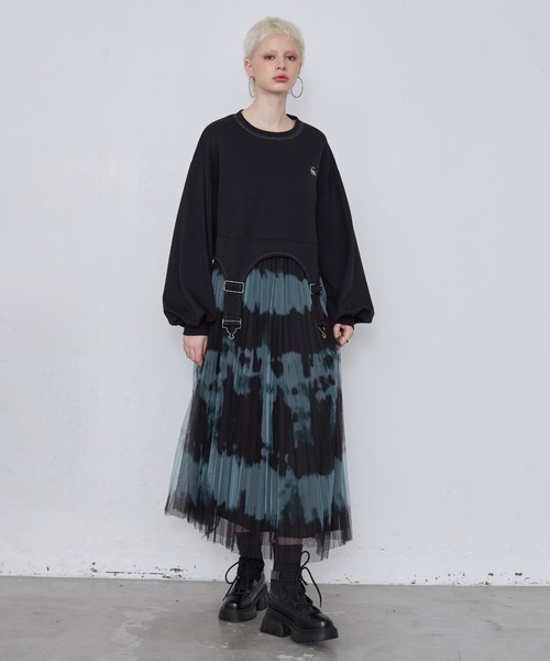 casane（カサネ）の「タイダイチュールスカート（スカート・レディース・ブルー/グリーン/ライトグリーン・FREE）」の5枚目の写真