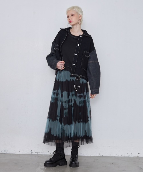casane（カサネ）の「タイダイチュールスカート（スカート・レディース・ブルー/グリーン/ライトグリーン・FREE）」の6枚目の写真