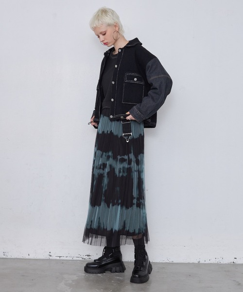 casane（カサネ）の「タイダイチュールスカート（スカート・レディース・ブルー/グリーン/ライトグリーン・FREE）」の7枚目の写真