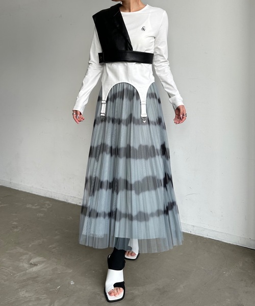 casane（カサネ）の「タイダイチュールスカート（スカート・レディース・ブルー/グリーン/ライトグリーン・FREE）」の20枚目の写真