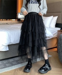 イレヘムフリルロングチュールスカート