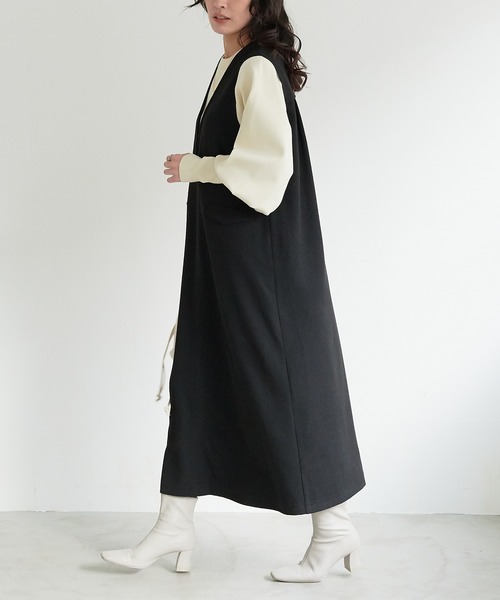 chouchou SHES(シーズ)　深Vジャンスカ ジャンパースカート 深Vバックネットジャンスカ : ZOZOTOWN