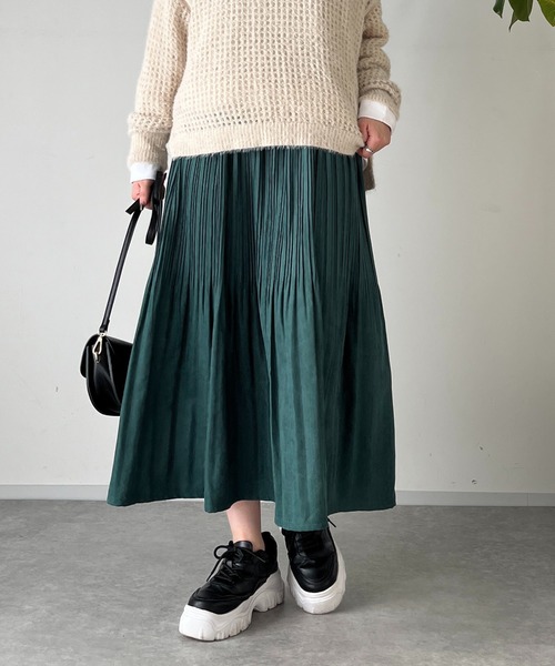 un dix cors（アンディコール）の「消しプリーツロングスカート（スカート・レディース・ネイビー/オレンジ/グリーン・FREE）」の21枚目の写真