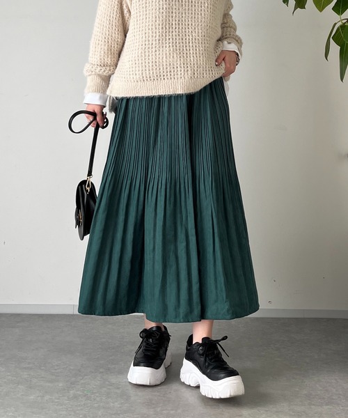 un dix cors（アンディコール）の「消しプリーツロングスカート（スカート・レディース・ネイビー/オレンジ/グリーン・FREE）」の22枚目の写真