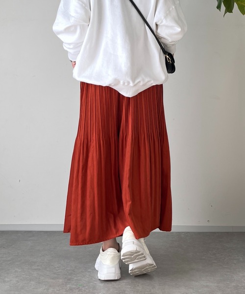 un dix cors（アンディコール）の「消しプリーツロングスカート（スカート・レディース・ネイビー/オレンジ/グリーン・FREE）」の10枚目の写真