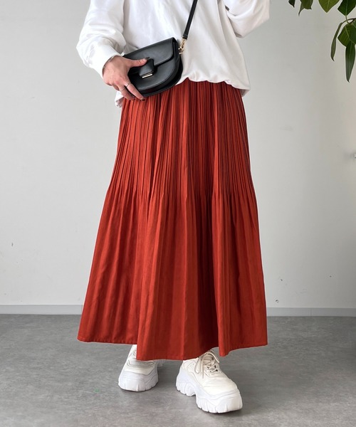 un dix cors（アンディコール）の「消しプリーツロングスカート（スカート・レディース・ネイビー/オレンジ/グリーン・FREE）」の8枚目の写真