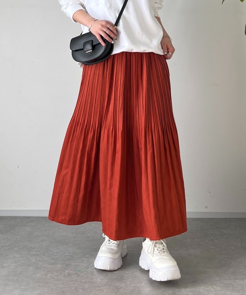 un dix cors（アンディコール）の「消しプリーツロングスカート（スカート・レディース・ネイビー/オレンジ/グリーン・FREE）」の12枚目の写真