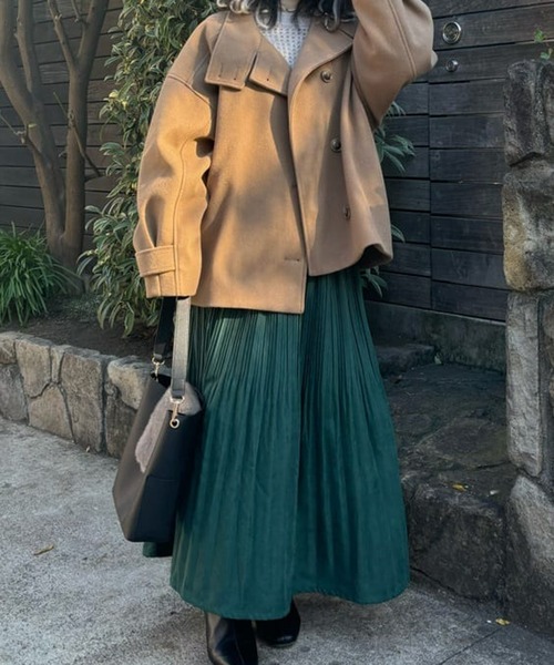 un dix cors（アンディコール）の「消しプリーツロングスカート（スカート・レディース・ネイビー/オレンジ/グリーン・FREE）」の5枚目の写真