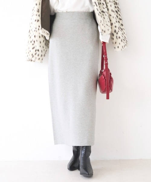 coca（coca）（コカ）の「ミラノリブナロースカート（スカート・レディース・グリーン/ライトグリーン/アイボリー/ブラック/グレイッシュベージュ/パープル/ピンク/オートミール/ベージュ/チャコール/ワイン・ONE SIZE/L/M/S/XL）」の5枚目の写真