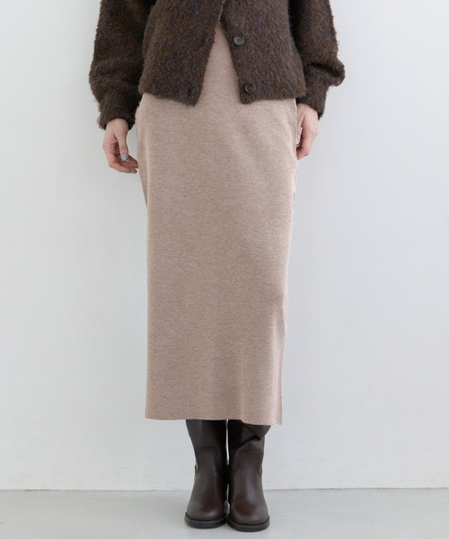 coca（coca）（コカ）の「ミラノリブナロースカート（スカート・レディース・グリーン/ライトグリーン/アイボリー/ブラック/グレイッシュベージュ/パープル/ピンク/オートミール/ベージュ/チャコール/ワイン・ONE SIZE/L/M/S/XL）」の4枚目の写真