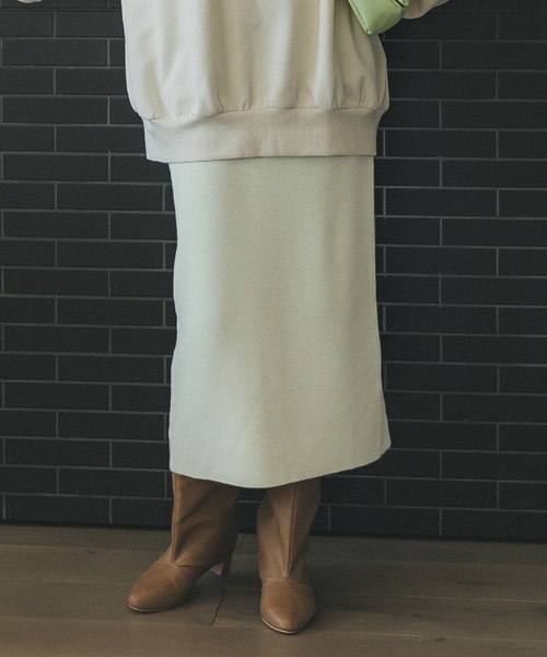 coca（coca）（コカ）の「ミラノリブナロースカート（スカート・レディース・グリーン/ライトグリーン/アイボリー/ブラック/グレイッシュベージュ/パープル/ピンク/オートミール/ベージュ/チャコール/ワイン・ONE SIZE/L/M/S/XL）」の8枚目の写真