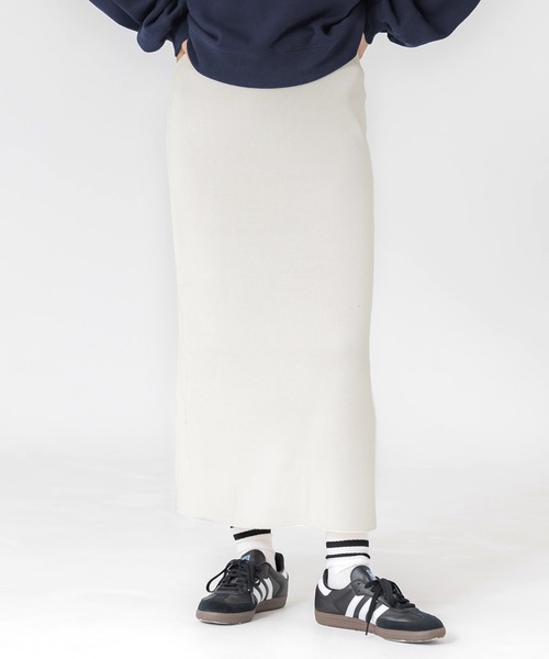 coca（coca）（コカ）の「ミラノリブナロースカート（スカート・レディース・グリーン/ライトグリーン/アイボリー/ブラック/グレイッシュベージュ/パープル/ピンク/オートミール/ベージュ/チャコール/ワイン・ONE SIZE/L/M/S/XL）」の2枚目の写真