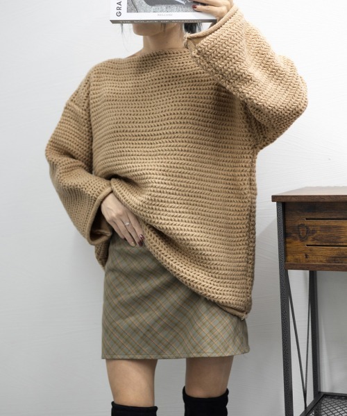 Miniministore(ミニミニストア)の「ローケージ ニットセーター プルオーバー(ニット/セーター・レディース・オフホワイト/ベージュ/ダークグレー/グリーン/ピンク・フリー)」の17枚目の写真