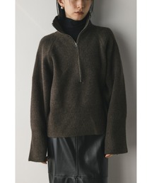 ハーフジップワイドカフニット