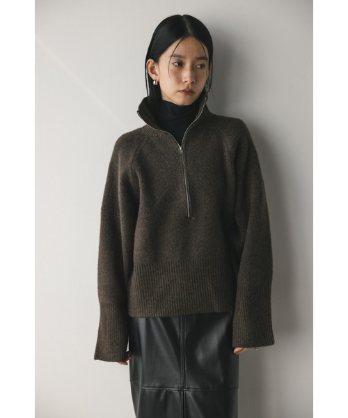 STYLEMIXER（スタイルミキサー）の「ハーフジップワイドカフニット（ニット/セーター・レディース・ブラック/ブラウン/アイボリー・FREE）」の16枚目の写真
