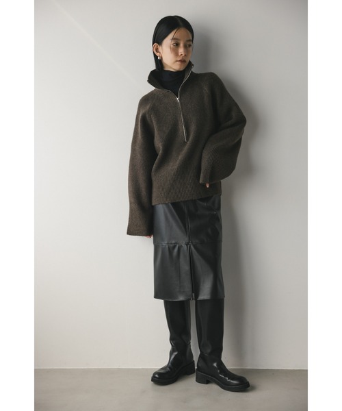 STYLEMIXER（スタイルミキサー）の「ハーフジップワイドカフニット（ニット/セーター・レディース・ブラック/ブラウン/アイボリー・FREE）」の15枚目の写真