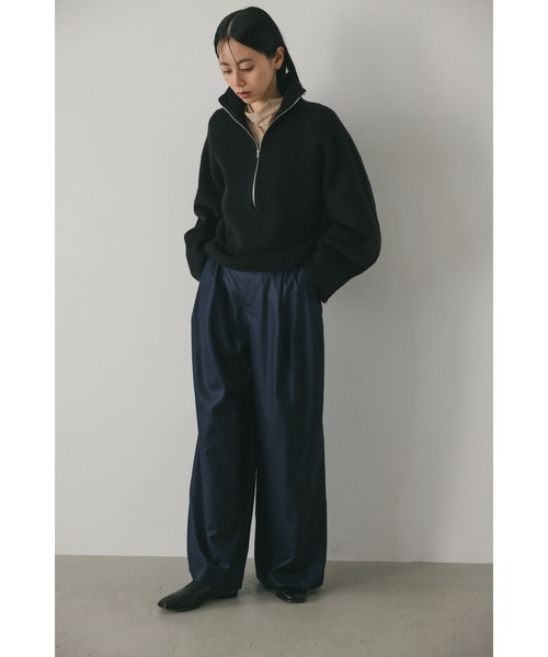 STYLEMIXER（スタイルミキサー）の「ハーフジップワイドカフニット（ニット/セーター・レディース・ブラック/ブラウン/アイボリー・FREE）」の7枚目の写真