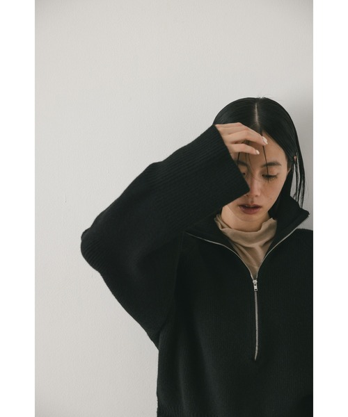 STYLEMIXER（スタイルミキサー）の「ハーフジップワイドカフニット（ニット/セーター・レディース・ブラック/ブラウン/アイボリー・FREE）」の11枚目の写真