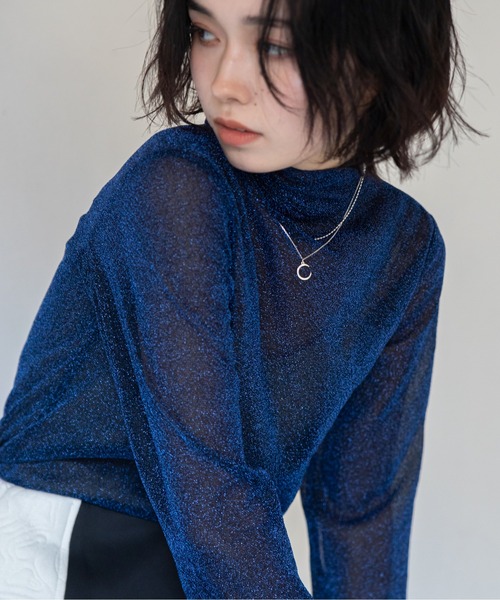 VACANCY(ヴァカンシー)の「ウェーブホールラメシアーインナー(Tシャツ/カットソー・レディース・ブルー/シルバー/ブラウン・FREE)」の19枚目の写真