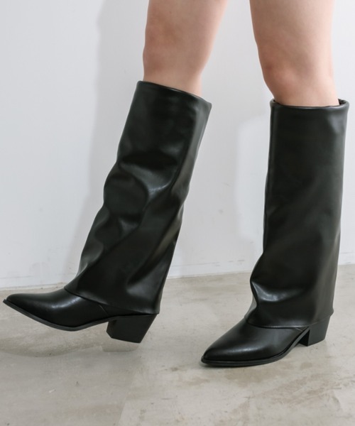 OLIVE des OLIVE（オリーブデオリーブ）の「カバーロングブーツ　1041130010（ブーツ・レディース・ブラック・LARGE/MEDIUM）」の4枚目の写真