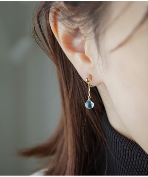 Meach.（ミーチ）の「【Meach.】14kgfプチ天然石のシンプルイヤリング/樹脂ノンホールピアス（イヤリング・レディース・A/H/C/F/D/G/B/I/E・FREE）」の3枚目の写真