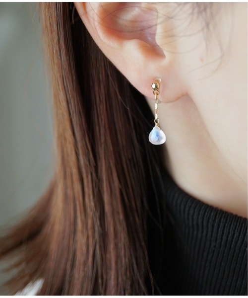 Meach.（ミーチ）の「【Meach.】14kgfプチ天然石のシンプルイヤリング/樹脂ノンホールピアス（イヤリング・レディース・A/H/C/F/D/G/B/I/E・FREE）」の4枚目の写真