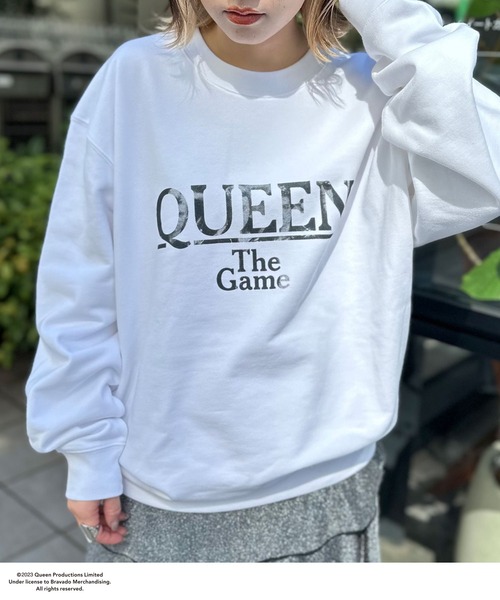 CIAOPANIC(チャオパニック)の「【ユニセックス】【QUEEN/クイーン】ロゴヴィンテージ加工ロックスウェット(スウェット・レディース・ホワイト・FREE)」の4枚目の写真