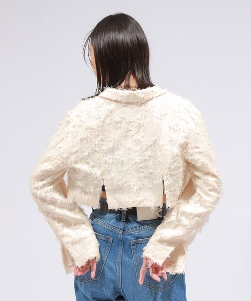 PAGEBOY(ページボーイ)の「ジャガードショートジャケット(テーラードジャケット・レディース・ブラック/ホワイト・FREE)」の5枚目の写真