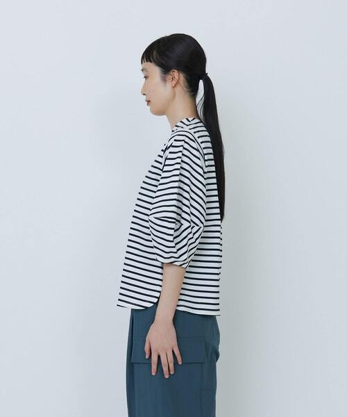 LOISIR（ロワズィール）の「コットン天竺ボーダーボトルスリーブプル 
