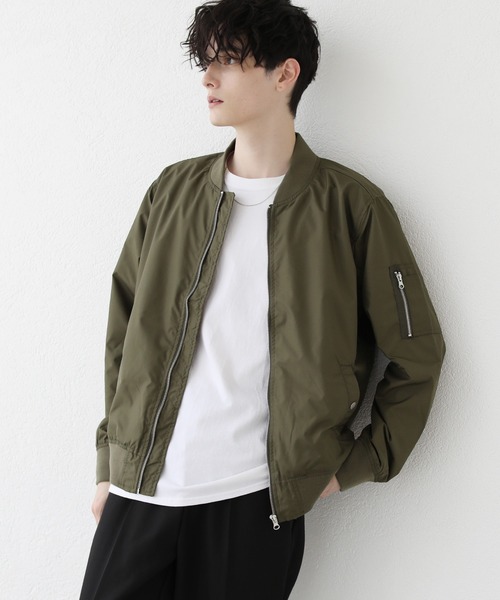 ASTRONOMY（アストロノミー）の「MA-1 ジャケット ポリエステル ミリタリー アウター（MA-1・メンズ・チャコール/ブラウン/杢グレー/モカ/ネイビー/カーキ/ブラック・M/XL/L/S/XXL）」の5枚目の写真