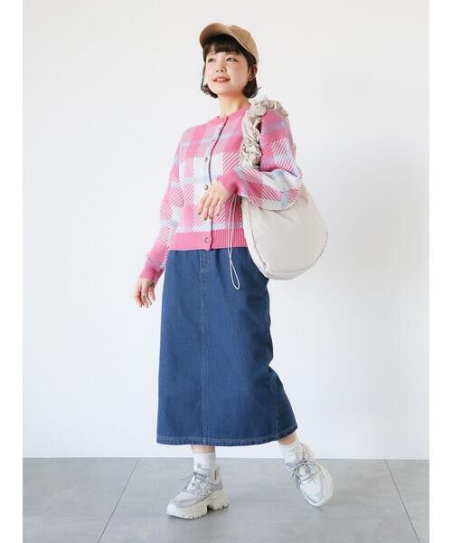 ehka sopo（エヘカソポ）の「チェッククルーカーディガン（カーディガン/ボレロ・レディース・ラベンダー/ブルー/イエロー/ピンク/グリーン・F）」の9枚目の写真