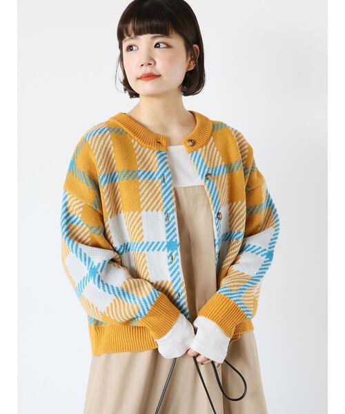 ehka sopo（エヘカソポ）の「チェッククルーカーディガン（カーディガン/ボレロ・レディース・ラベンダー/ブルー/イエロー/ピンク/グリーン・F）」の12枚目の写真