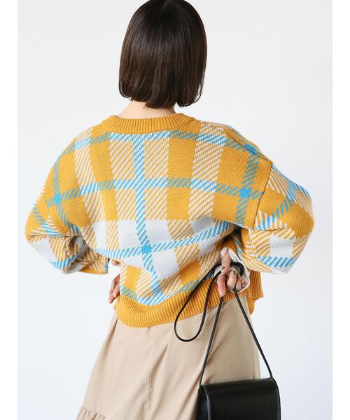 ehka sopo（エヘカソポ）の「チェッククルーカーディガン（カーディガン/ボレロ・レディース・ラベンダー/ブルー/イエロー/ピンク/グリーン・F）」の13枚目の写真