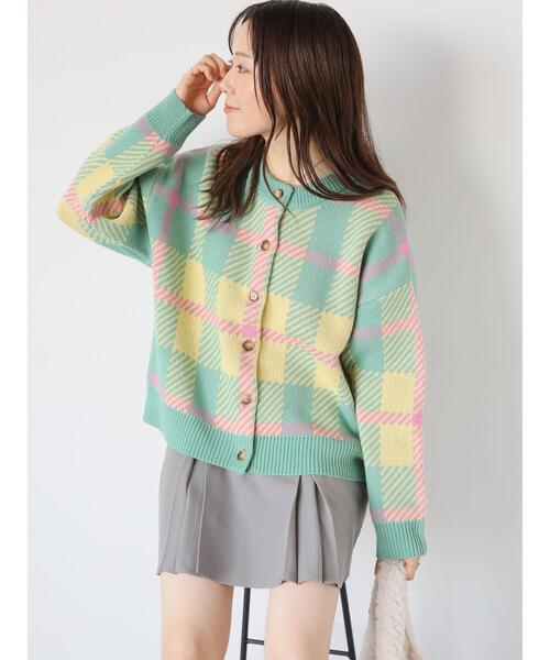 ehka sopo（エヘカソポ）の「チェッククルーカーディガン（カーディガン/ボレロ・レディース・ラベンダー/ブルー/イエロー/ピンク/グリーン・F）」の17枚目の写真