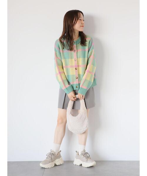 ehka sopo（エヘカソポ）の「チェッククルーカーディガン（カーディガン/ボレロ・レディース・ラベンダー/ブルー/イエロー/ピンク/グリーン・F）」の19枚目の写真