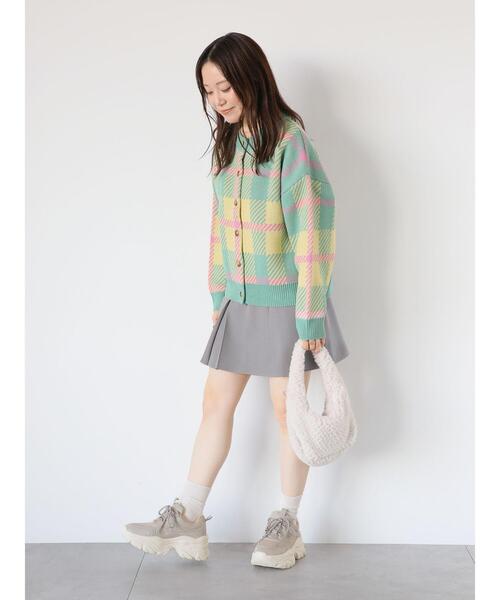 ehka sopo（エヘカソポ）の「チェッククルーカーディガン（カーディガン/ボレロ・レディース・ラベンダー/ブルー/イエロー/ピンク/グリーン・F）」の21枚目の写真