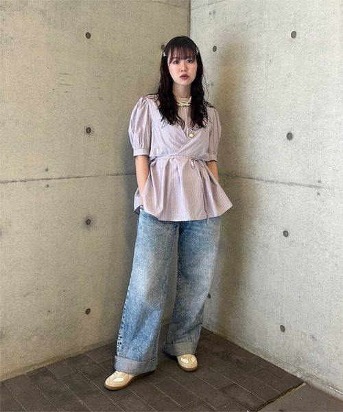 カシュクールパフスリーブブラウス セール】カシュクールパフスリーブブラウス（シャツ/ブラウス