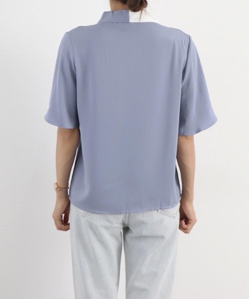 Miniministore(ミニミニストア)の「2way ボウタイブラウスフ レア袖 無地 レディース半袖(シャツ/ブラウス・レディース・ピンク/ホワイト/ミント/ブルー・L/M)」の16枚目の写真
