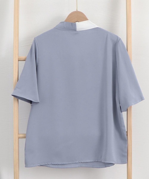 Miniministore(ミニミニストア)の「2way ボウタイブラウスフ レア袖 無地 レディース半袖(シャツ/ブラウス・レディース・ピンク/ホワイト/ミント/ブルー・L/M)」の18枚目の写真
