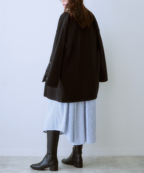 SMILE LAND（スマイルランド）の「大きいサイズ フェイクスライバーノーカラージャケット（ノーカラージャケット・レディース・ブルー系/ブラック・L～LL/3L～4L）」の14枚目の写真