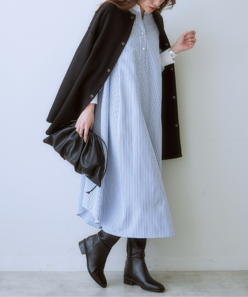 SMILE LAND（スマイルランド）の「大きいサイズ フェイクスライバーノーカラージャケット（ノーカラージャケット・レディース・ブルー系/ブラック・L～LL/3L～4L）」の15枚目の写真