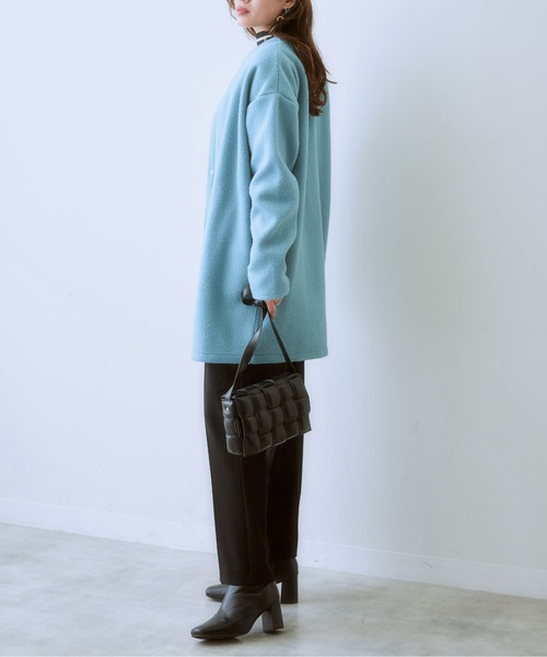 SMILE LAND（スマイルランド）の「大きいサイズ フェイクスライバーノーカラージャケット（ノーカラージャケット・レディース・ブルー系/ブラック・L～LL/3L～4L）」の8枚目の写真