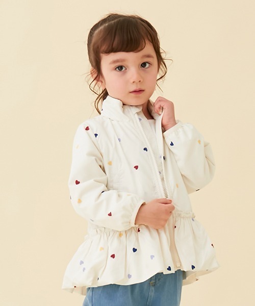 petit main(プティマイン)の「【撥水加工】ペプラムウィンブレ(ブルゾン・キッズ・ライトピンク/アイボリー/ネイビー/オレンジ・130cm/120cm/110cm/100cm/90cm/80cm)」の2枚目の写真