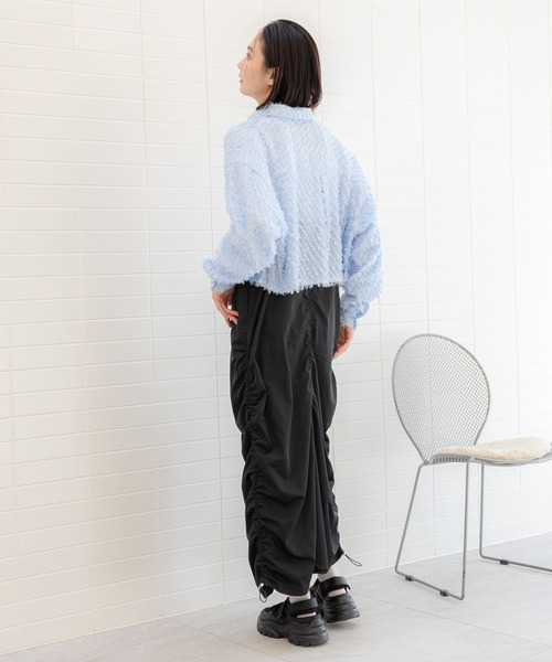 LAKOLE(ラコレ)の「フリンジクロップドシャツ / 106660(シャツ/ブラウス・レディース・ライトブルー/ブラック/オフホワイト・MEDIUM/SMALL)」の15枚目の写真